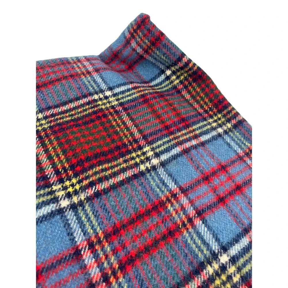 Archie Brown & Son 100% Wool Plaid Lap Blanket Blue Red Made in Great Britain